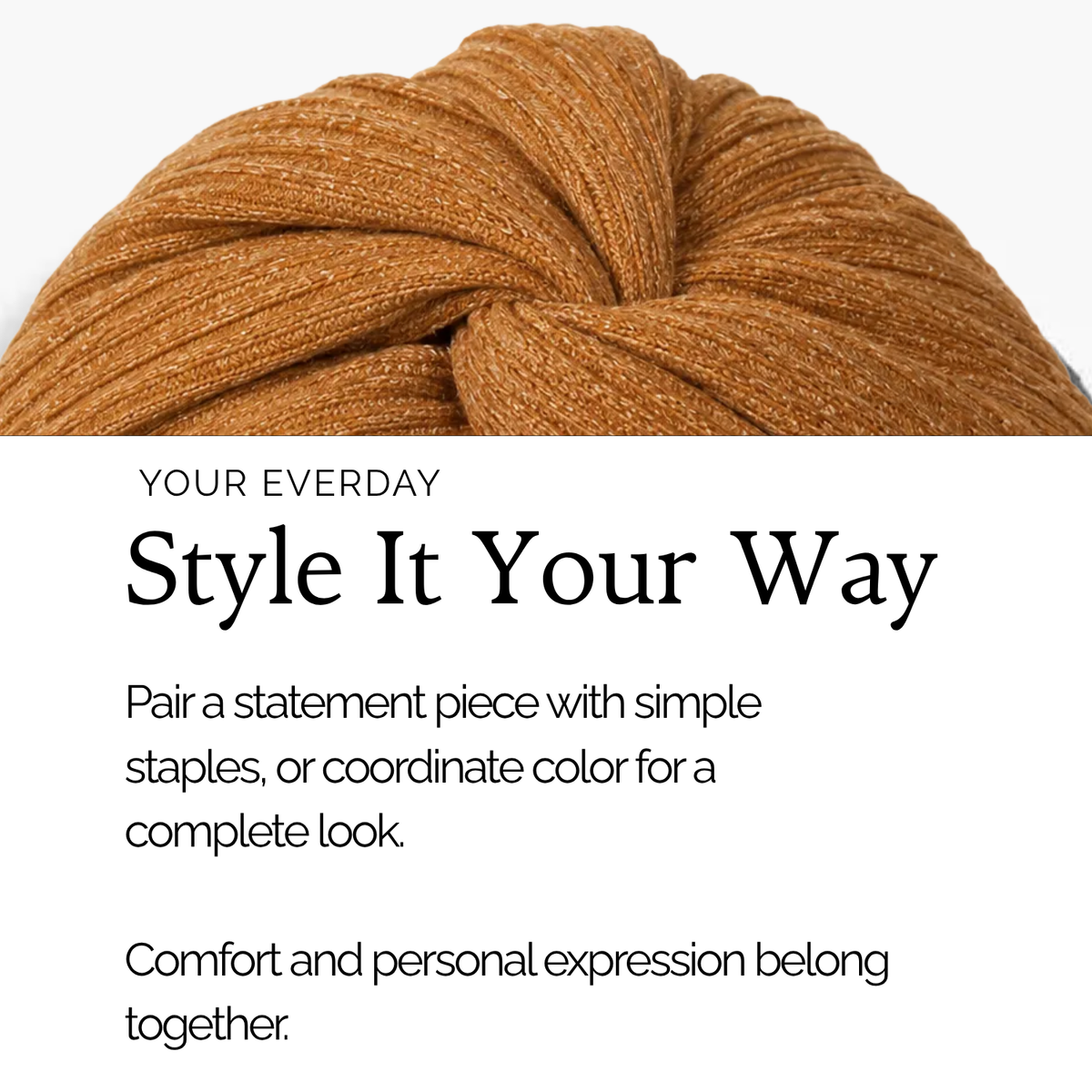 Warm Satin Lined Knit Turban | Brown