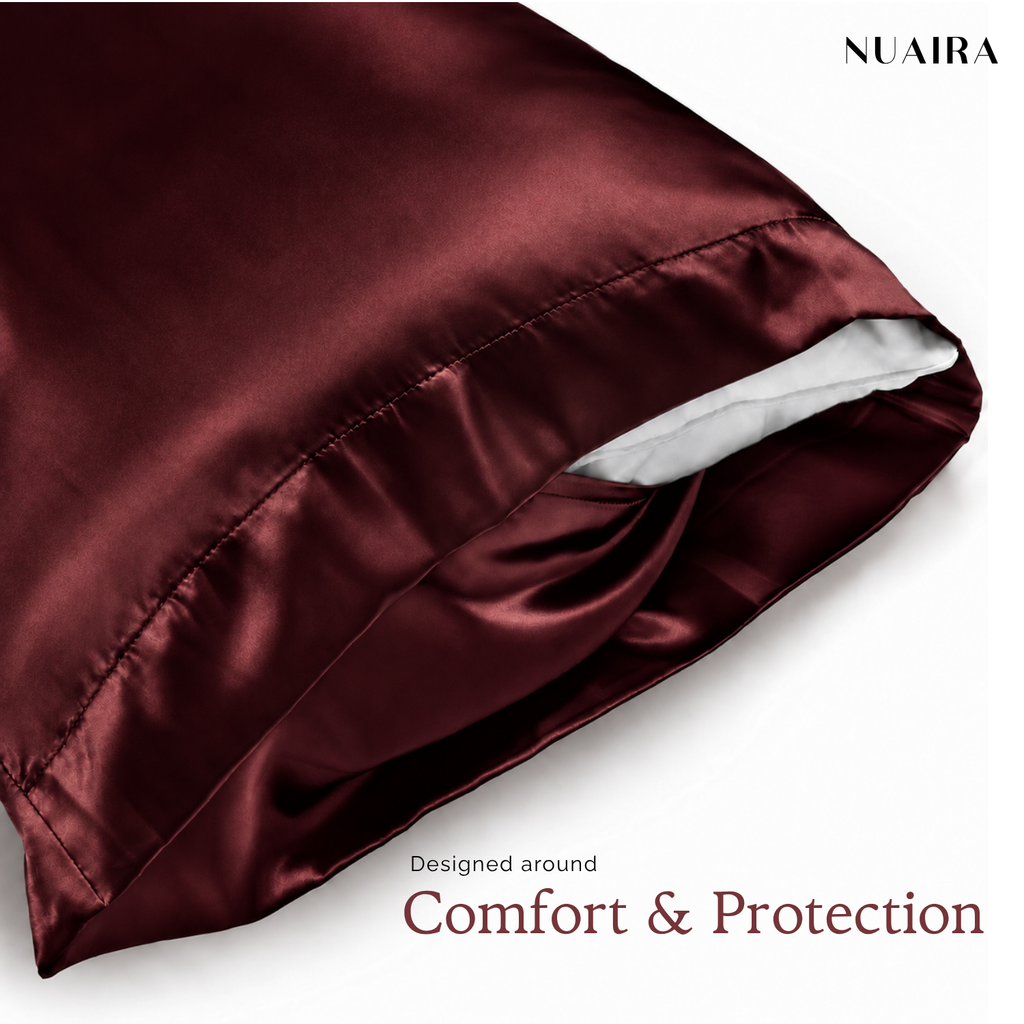 Burgundy Silky Satin Pillowcase