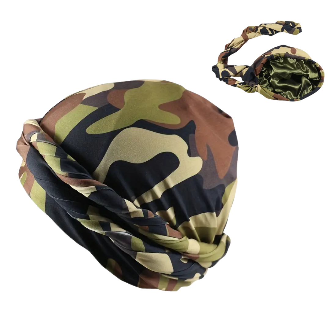 Satin-Lined Halo Turban | Camo - NuAira