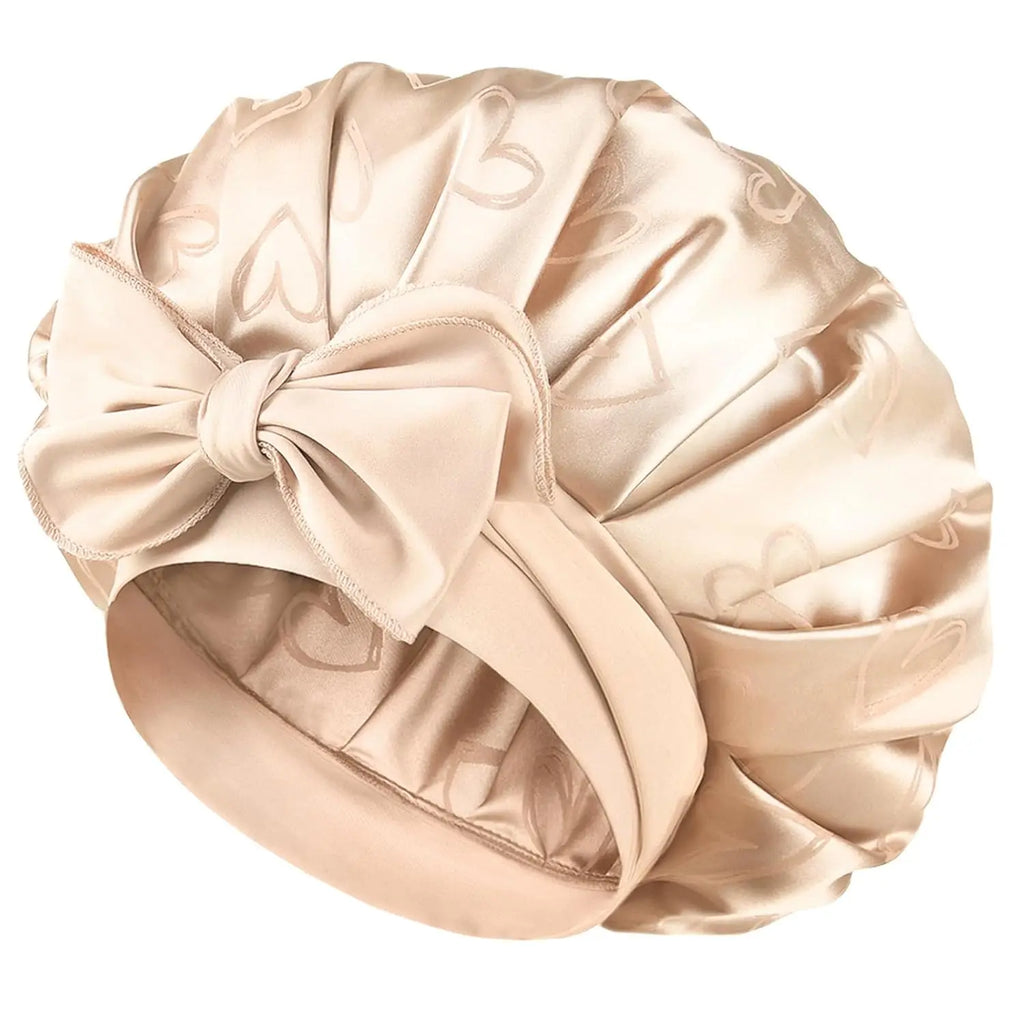 Cashmere Nude Adjustable Satin Bonnet for Sleeping, Double Layer, Non-slip Hair Bonnet with Tie Band for Women, Sleep Cap Curly Natural Hair