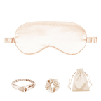 Cashmere Nude Satin Eye Mask, Scrunchie, Headband & Travel Pouch Set 4 pc