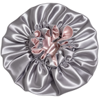 Blush Pink Ruffled Satin Bonnet with Silver Lining