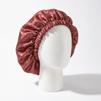 Rose Gold Ombre Dots on Marsala Satin Bonnet