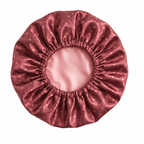 Rose Gold Ombre Dots on Marsala Satin Bonnet