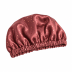 Rose Gold Ombre Dots on Marsala Satin Bonnet