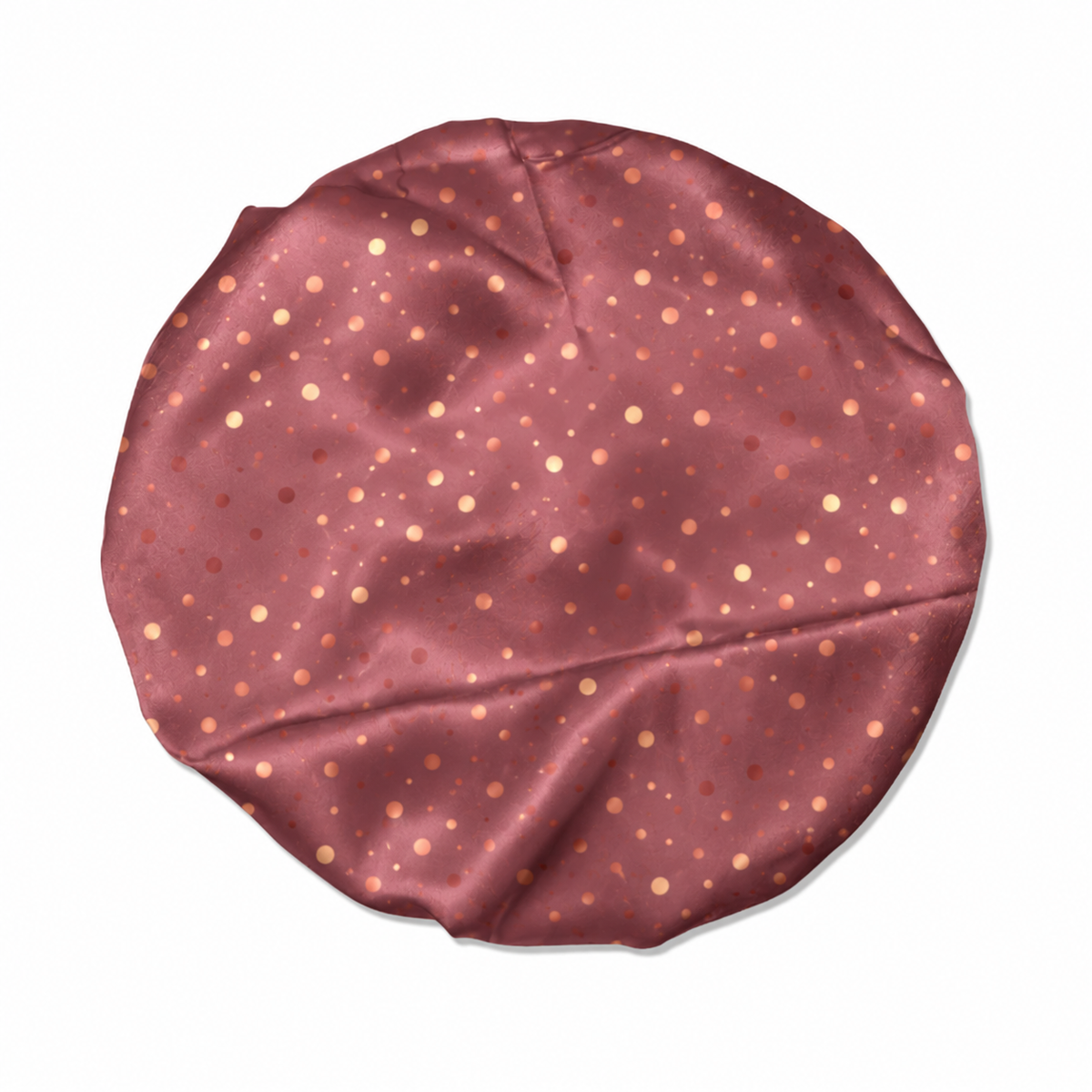 Rose Gold Ombre Dots on Marsala Satin Bonnet