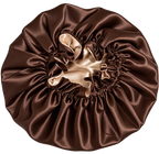 Chocolate Brown Ruffled Bonnet with Champagne Lining, NuAira Co