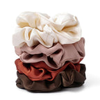 Earth Tone 8 PC Satin Scrunchie Set for Curly and Natural Hair