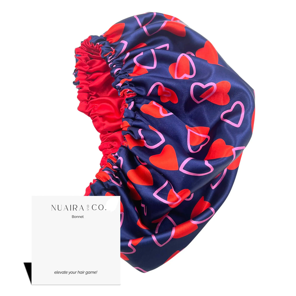 Field of Hearts Satin Bonnet & Scrunchie - NuAira