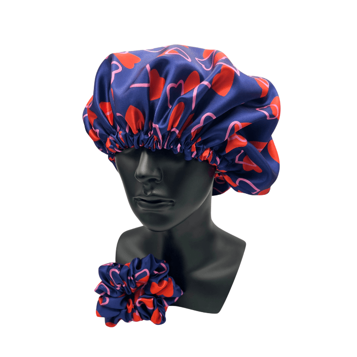 Field of Hearts Satin Bonnet & Scrunchie - NuAira