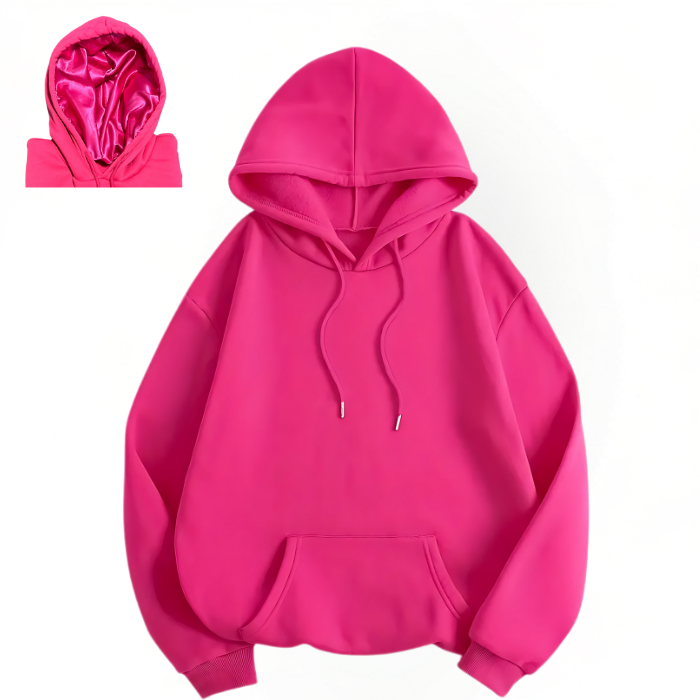 Satin Lined Oversized Hoodie - Fuchsia - NuAira