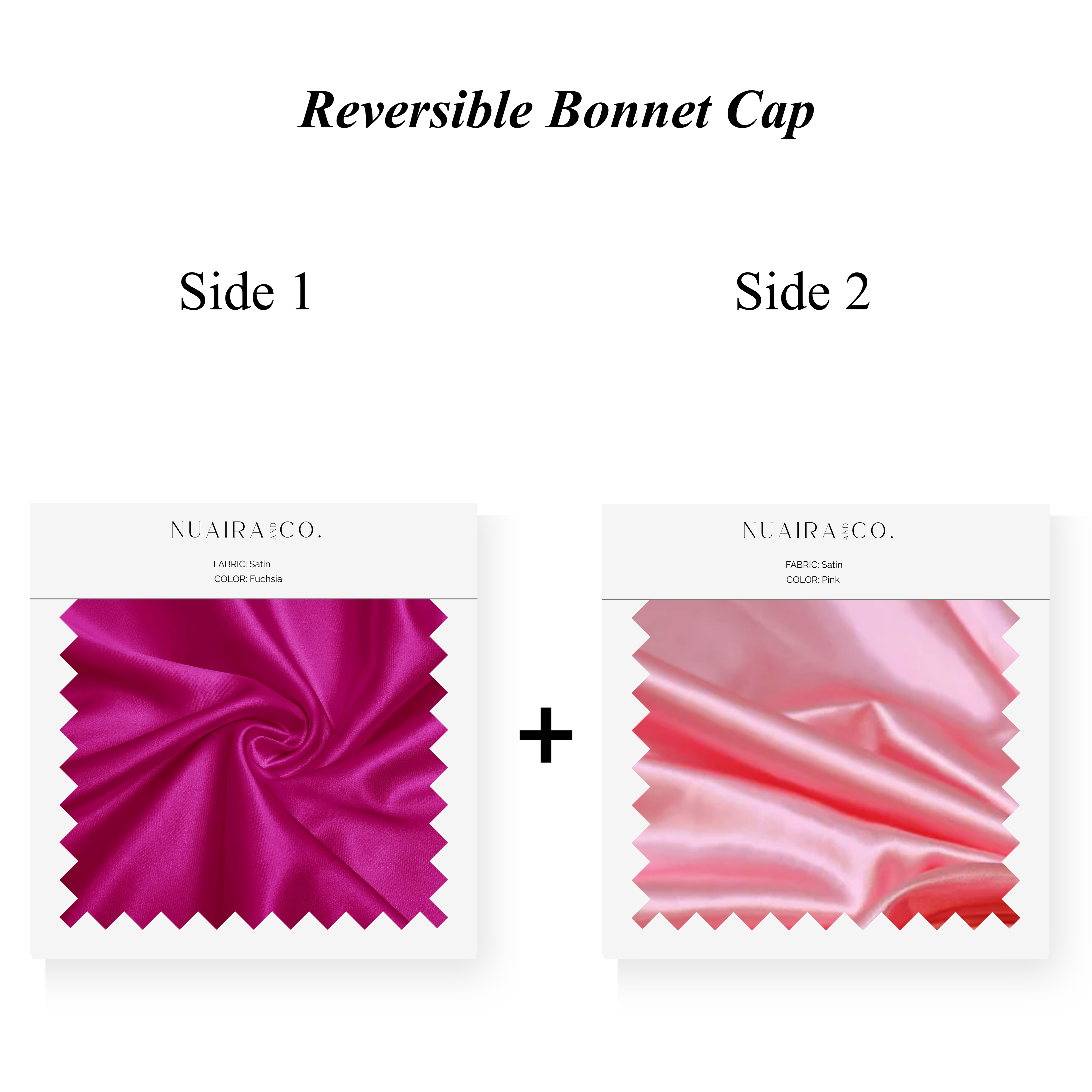Nuaira Co. Two-Tone Bonnet Caps, Fuchsia and Pink for healthy hair care. Curly, Natural and Loc'd