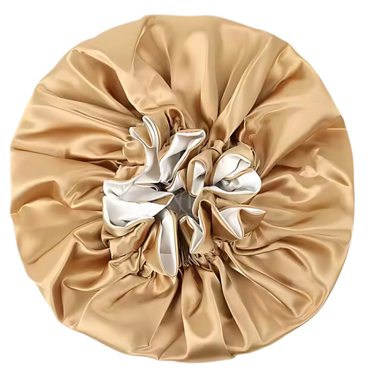 Gold & Off White Satin Bonnet.