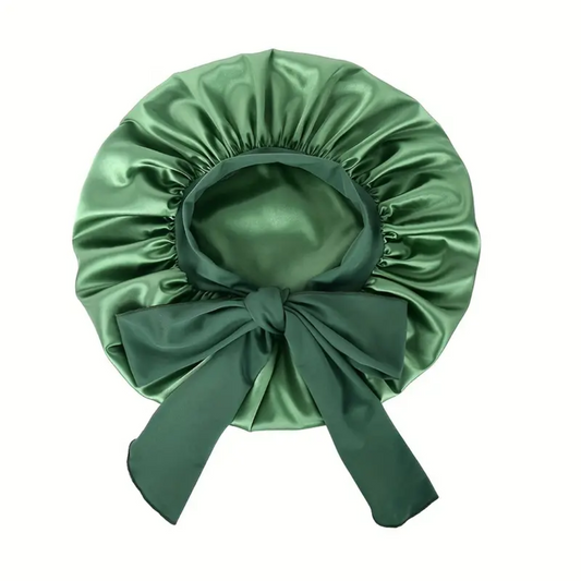 Double Layer Satin Bonnet with Tie Band | Green Sage