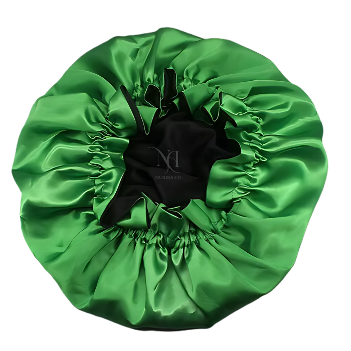 Green & Black Satin Bonnet.