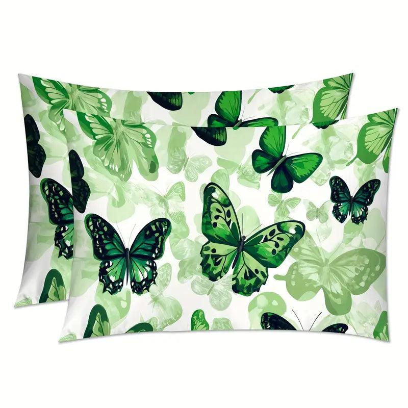 Green Butterfly Pillowcase 2 pc Set - NuAira