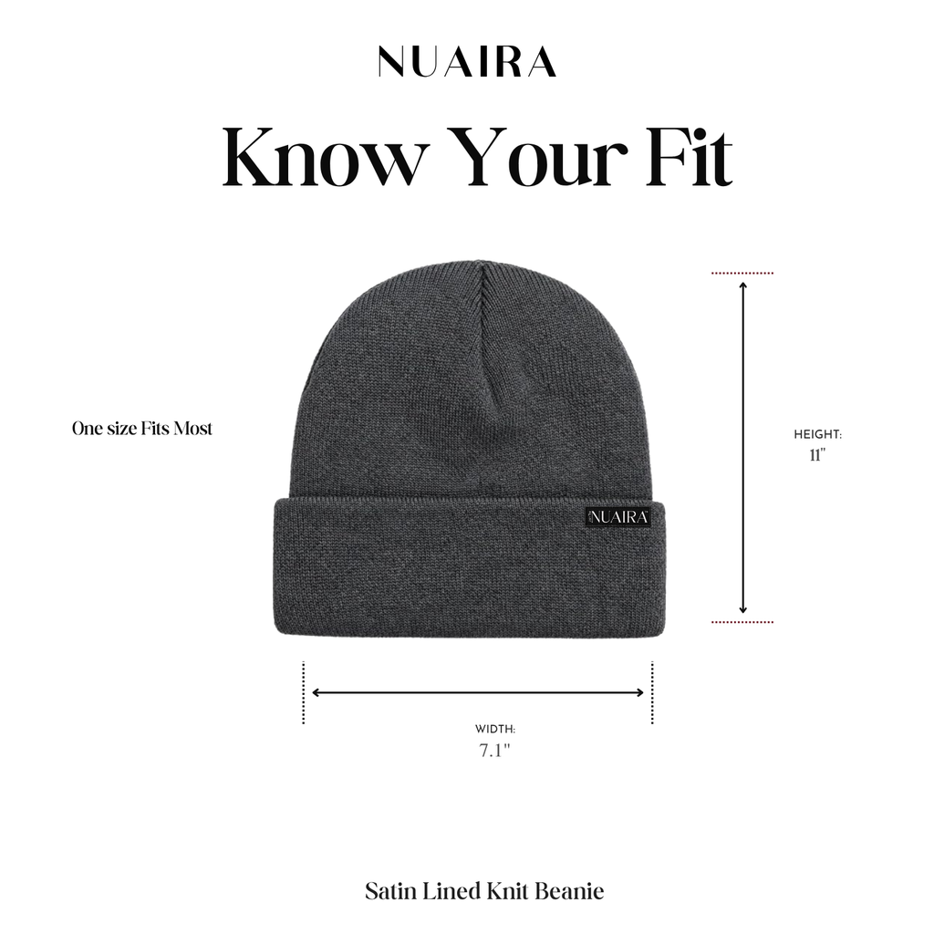 Grey Satin Lined Knit Beanie