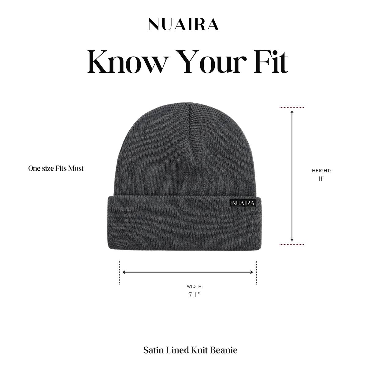 Grey Satin Lined Knit Beanie