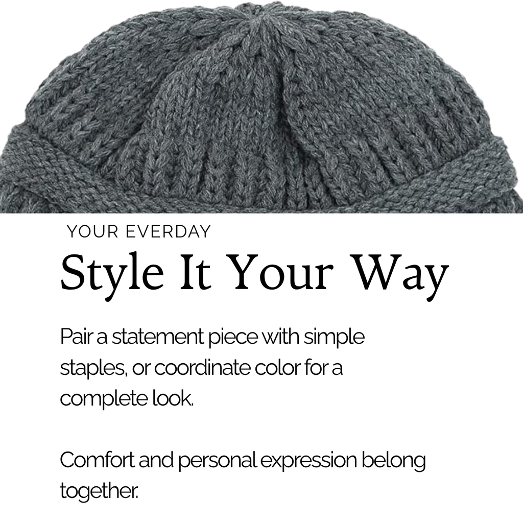 Grey Satin Lined Knit Slouch Beanie