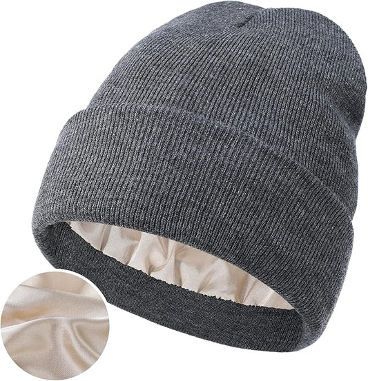 Grey Knitted Winter Beanie Hat NUAIRA