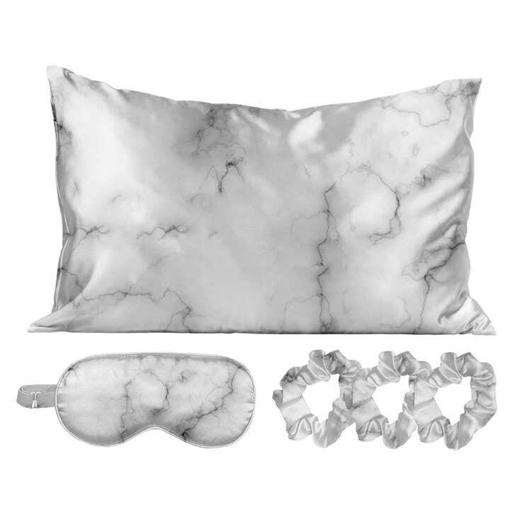 De-Stress Satin 5 pc Sleep Set - Marble Grey.