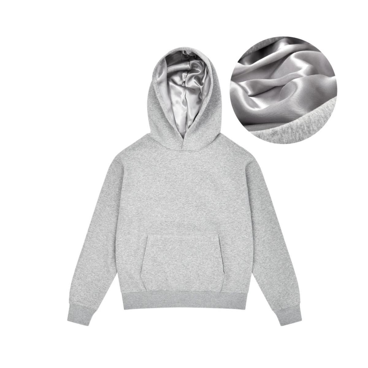 Grey Satin Lined Hoodie