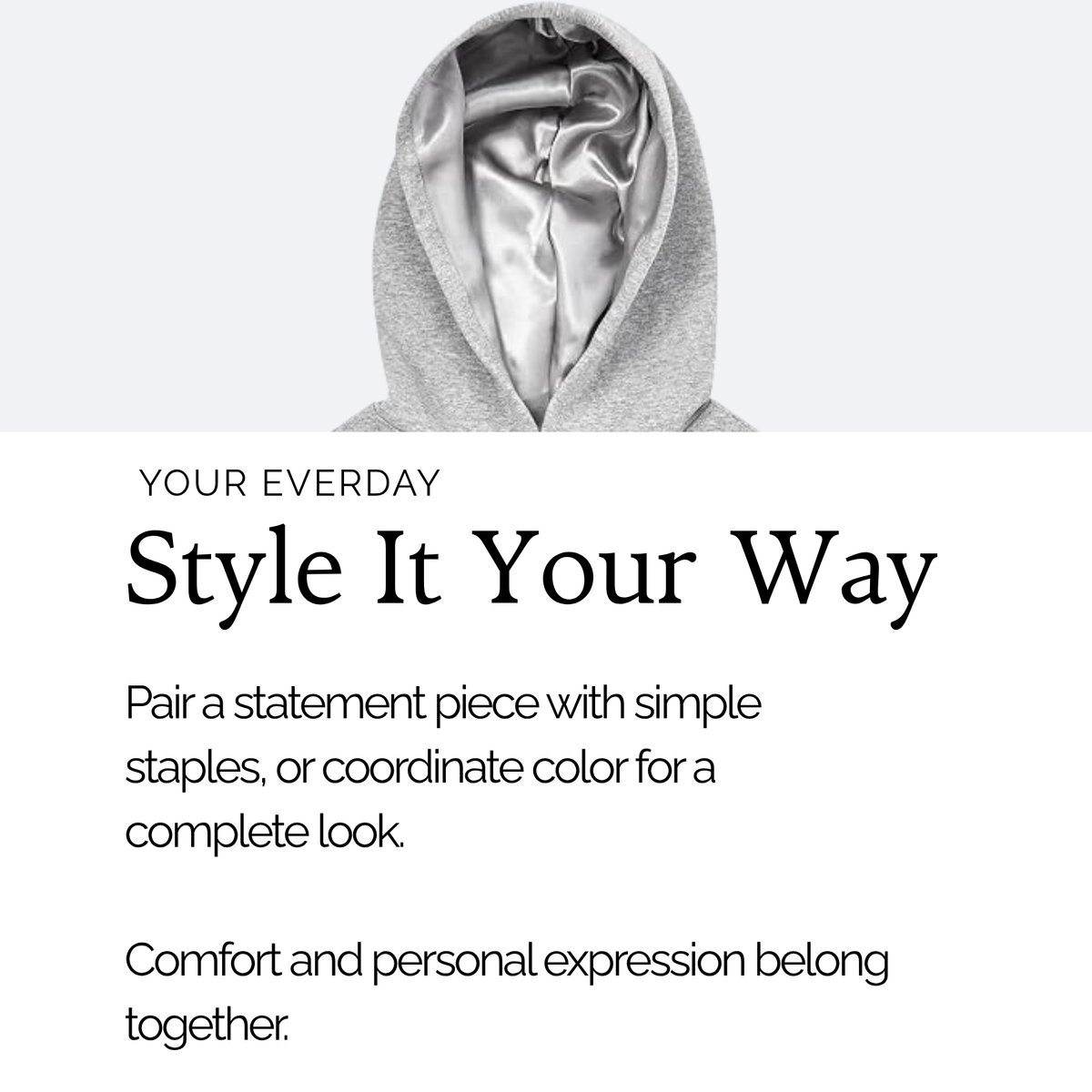 Grey Satin Lined Hoodie