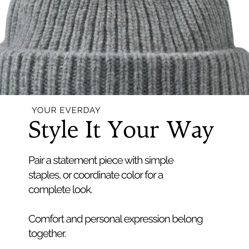 100% Merino Wool Satin Lined Beanie | Grey
