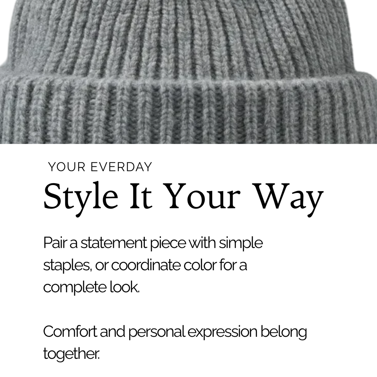 100% Merino Wool Satin Lined Beanie | Grey