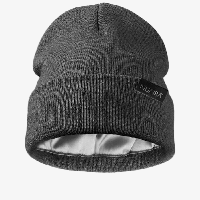 Warm and Soft adult knit winter beanie with satin lining by NuAira and Co