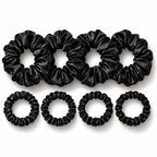 8 Pc Satin Scrunchie Set – Thick & Thin Hair Ties