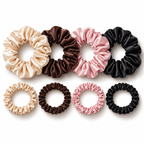 8 Pc Satin Scrunchie Set – Thick & Thin Hair Ties