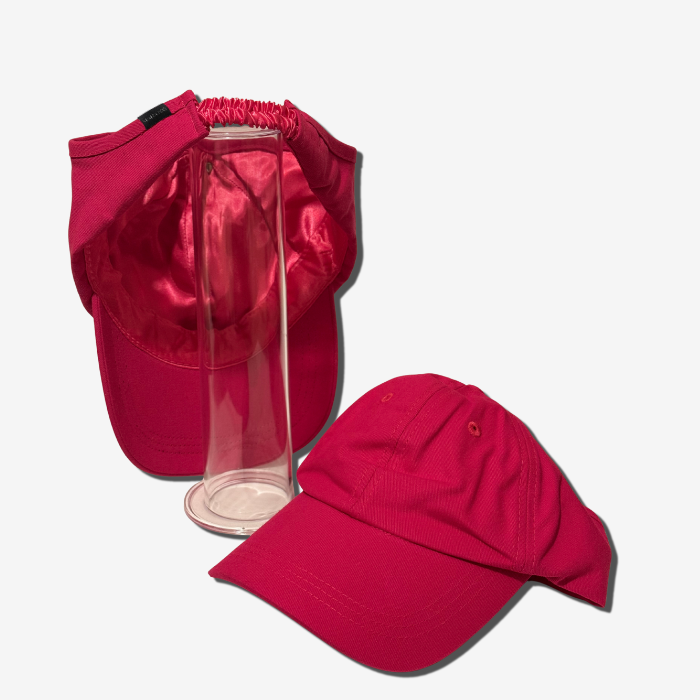 Hot Pink Satin Lined Backless Baseball Cap