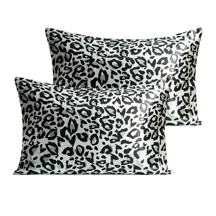 Black & White Leopard Satin Pillowcase Set - NuAira