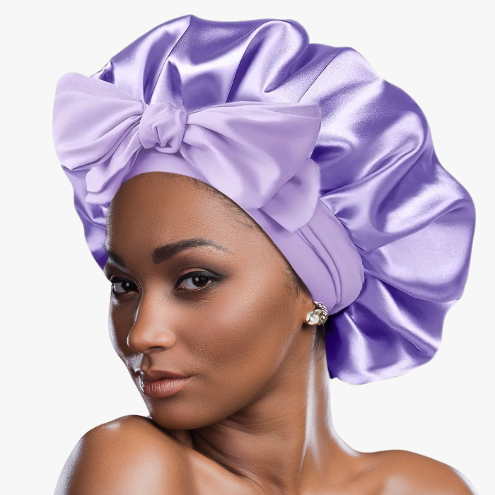 Double Layer Satin Bonnet with Tie Band | Lilac.