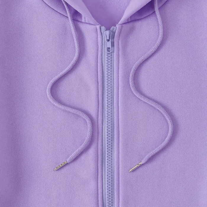 Lilac Satin Lined Zip Up Hoodie