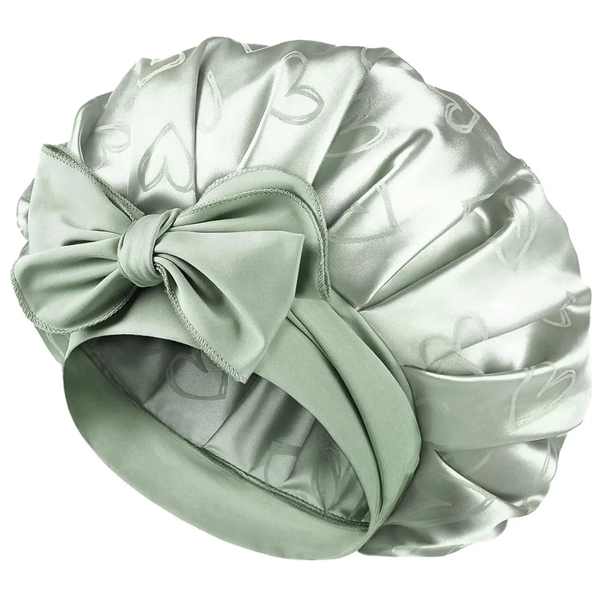 Matcha Sage Adjustable Satin Bonnet for Sleeping, Double Layer, Non-slip Hair Bonnet with Tie Band for Women, Sleep Cap Curly Natural Hair. Green shade.