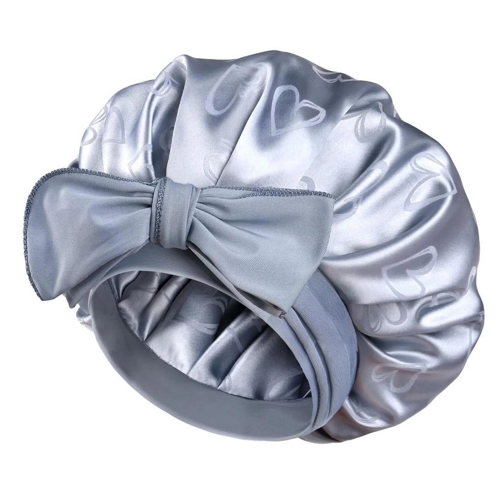 Mineral Blue Adjustable Satin Bonnet for Sleeping, Double Layer, Non-slip Hair Bonnet with Tie Band for Women, Sleep Cap Curly Natural Hair