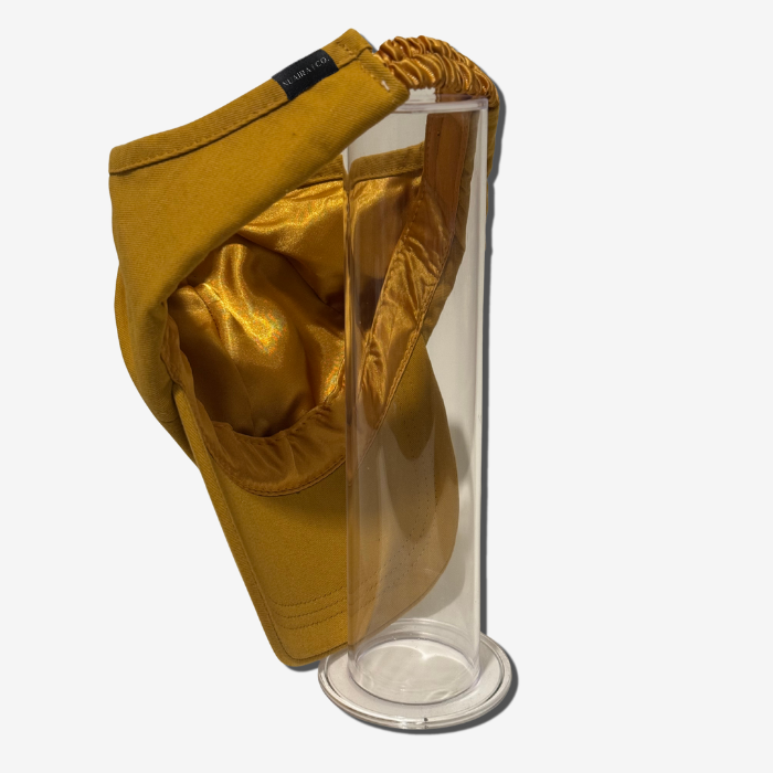 Mustard Satin Lined Backless Baseball Cap