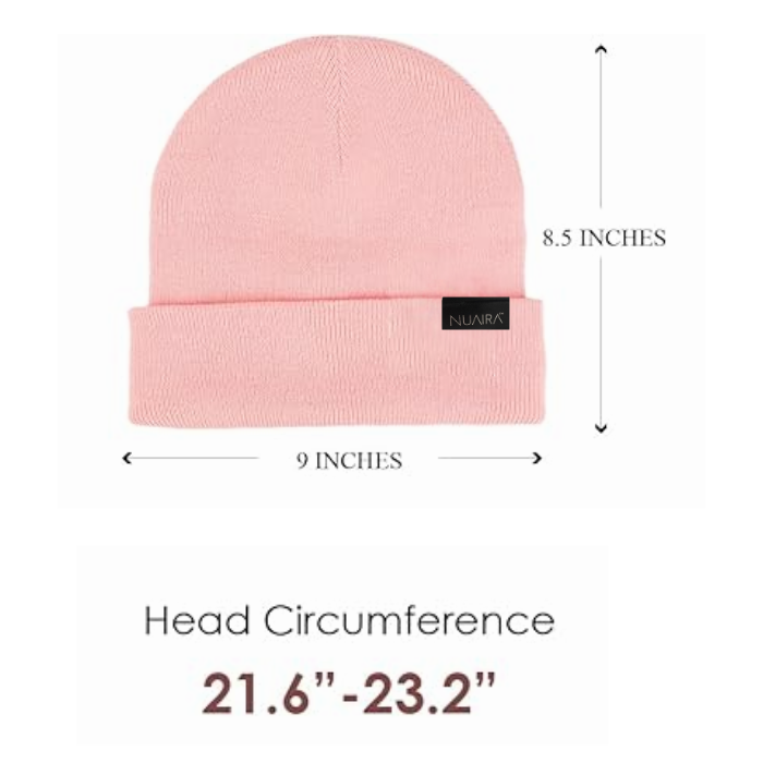 Satin Lined Winter Beanie Hat - Pink.