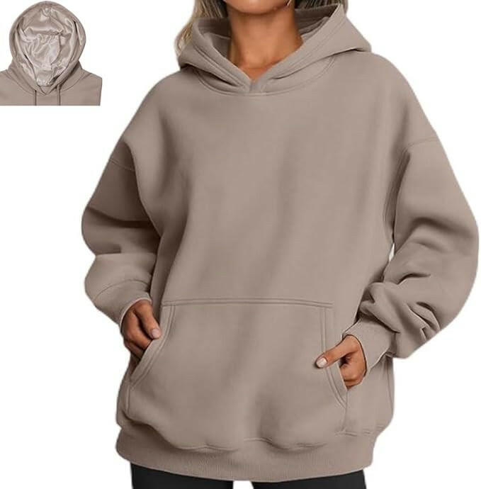 Satin Lined Hoodie - Coffee.