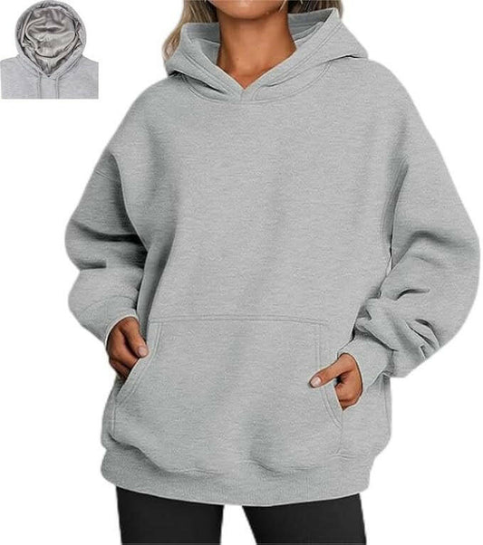 NUAIRA Satin Lined Hoodie - Grey