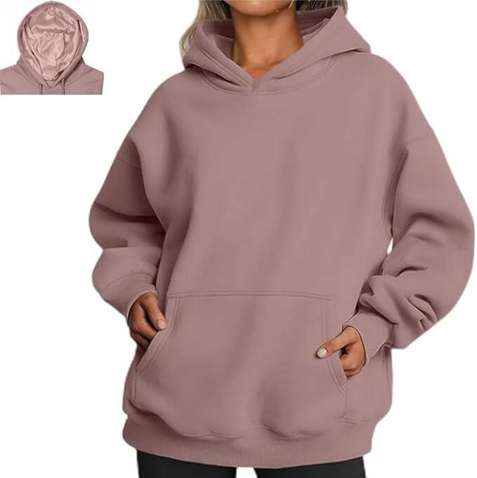 NUAIRA Satin Lined Hoodie - Pink