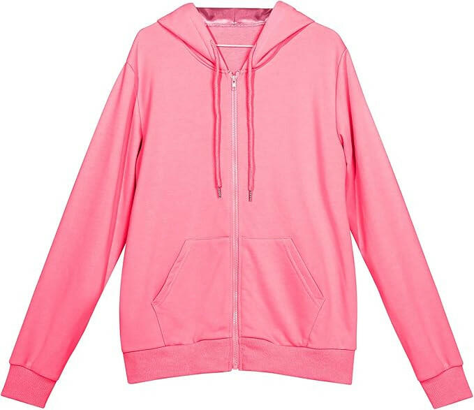 Satin Lined Hoodie with Zipper - Pink.