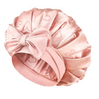 Nature Blush Adjustable Satin Bonnet for Sleeping, Double Layer, Non-slip Hair Bonnet with Tie Band for Women, Sleep Cap Curly Natural Hair. Pink Shade