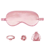 Nature Blush Satin Eye Mask, Scrunchie, Headband & Travel Pouch Set 4 pc