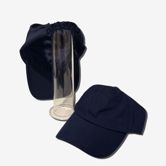 Navy Blue Satin Lined Backless Baseball Cap