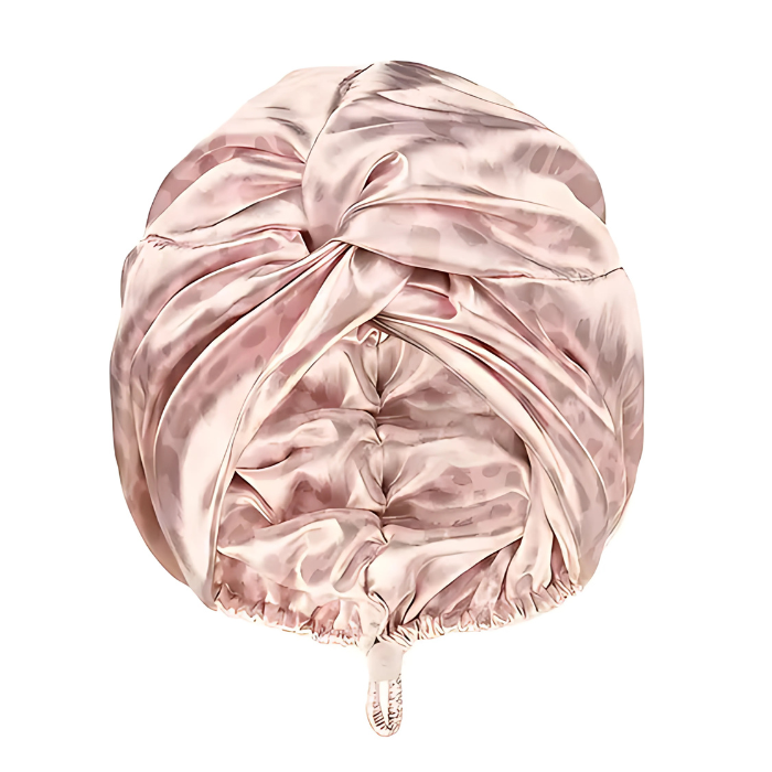 Adjustable Satin Turban | Pink Leopard