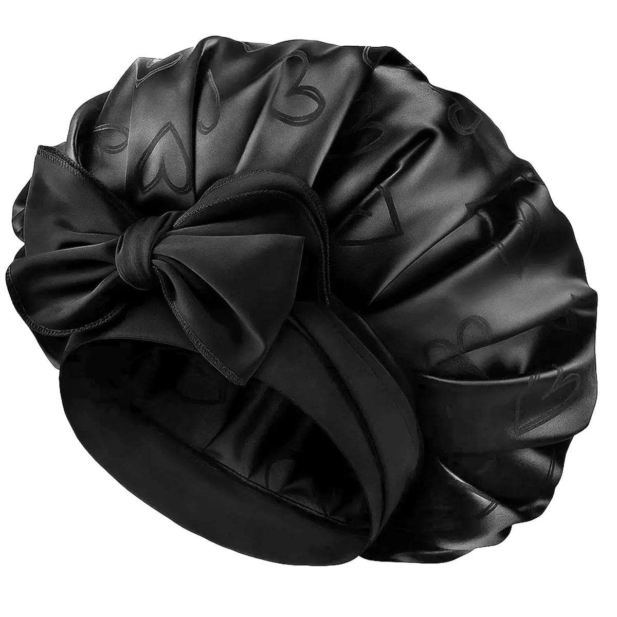 NuAira Charcoal Black Adjustable Satin Bonnet for Sleeping, Double Layer, Non-slip Hair with Tie Band for Women, Sleep Cap Curly Natural Hair