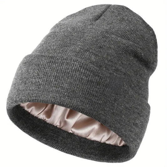 Grey Knitted Beanie Hat.